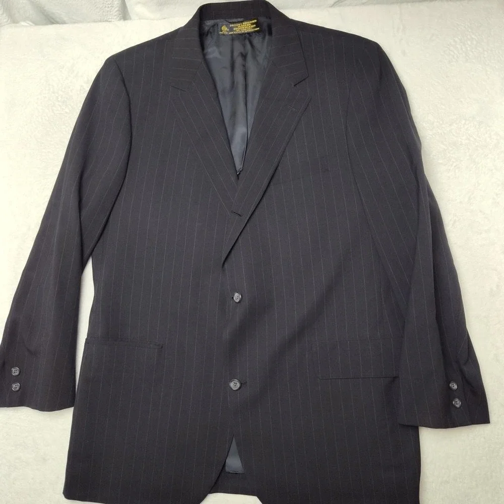 Brooks Brothers Brooksease Suit‎ Jacket Mens 42R Gray Pinstripe Wool Made USA
